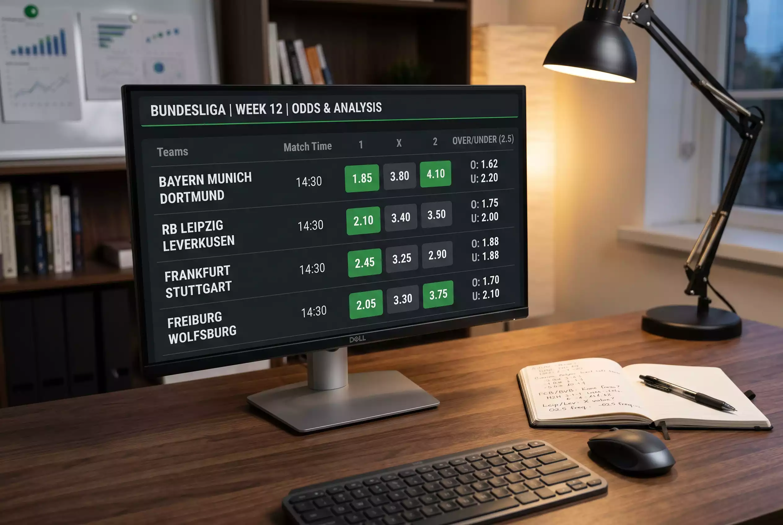 Pantalla con cuotas y mercados de apuestas deportivas de la Bundesliga